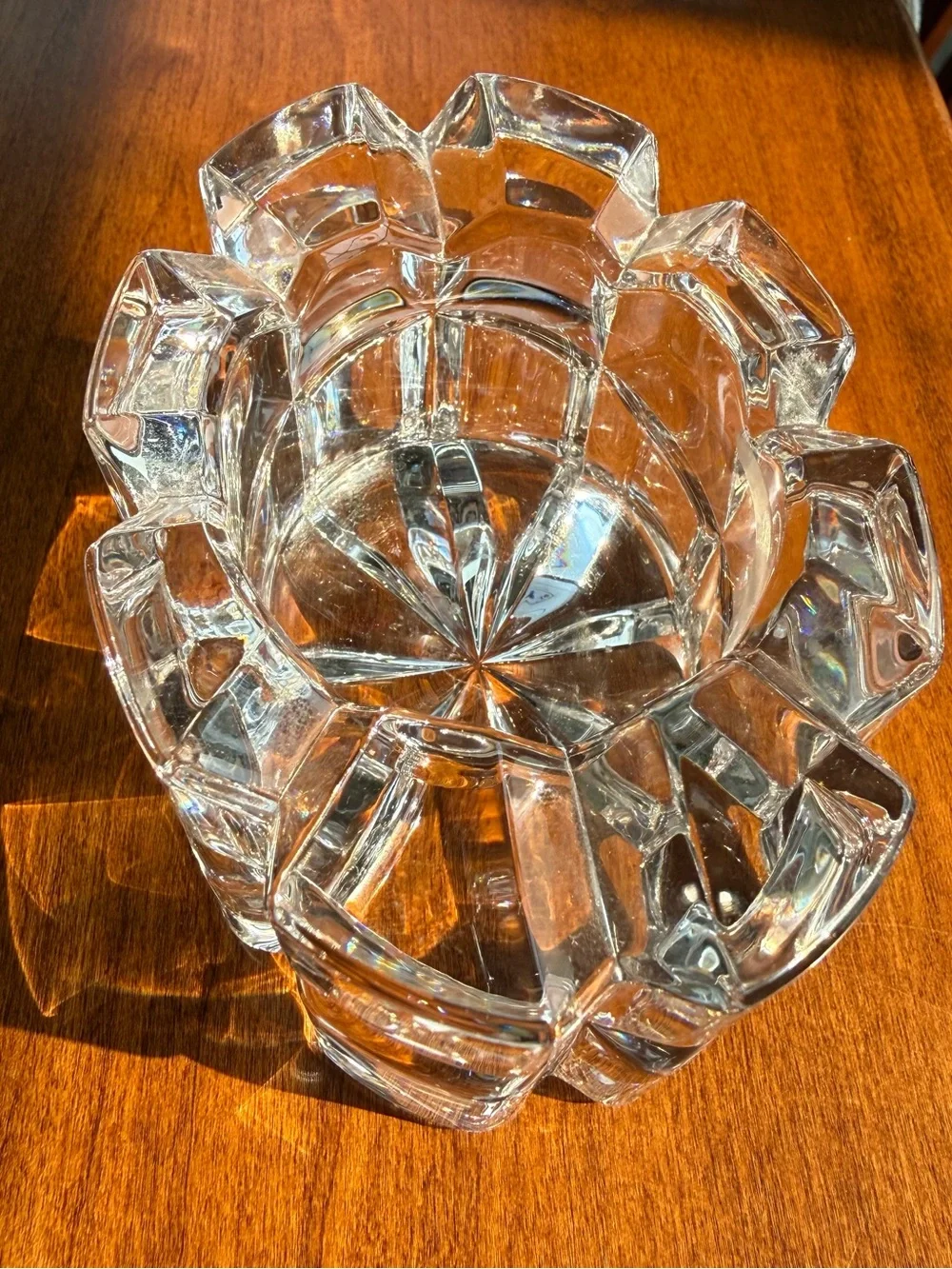 Vintage Mikasa Reflections Crystal Oval Cube Votive Candle Holder & Catchall